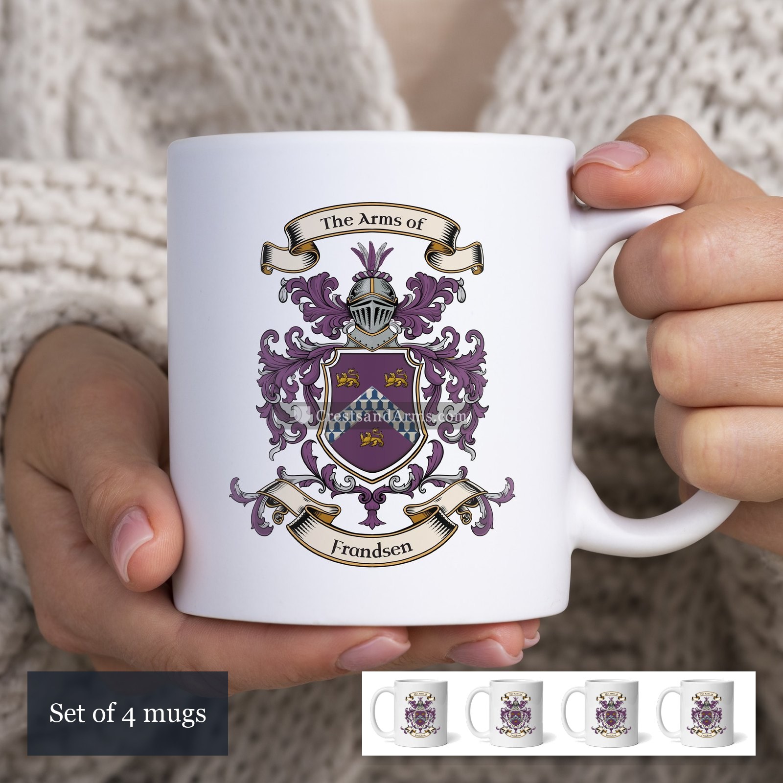 The Frandsen coat of arms on the mugs