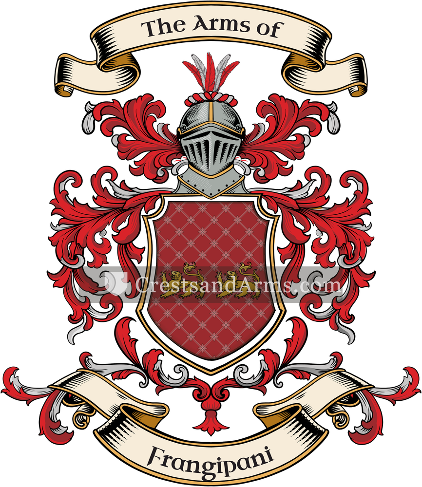 The Frangipani coat of arms, drawn from the recorded blazon