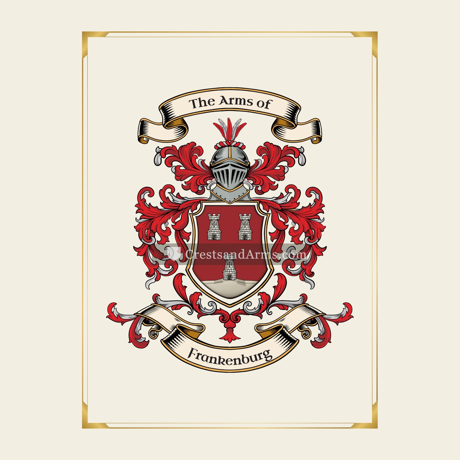 With gold border
