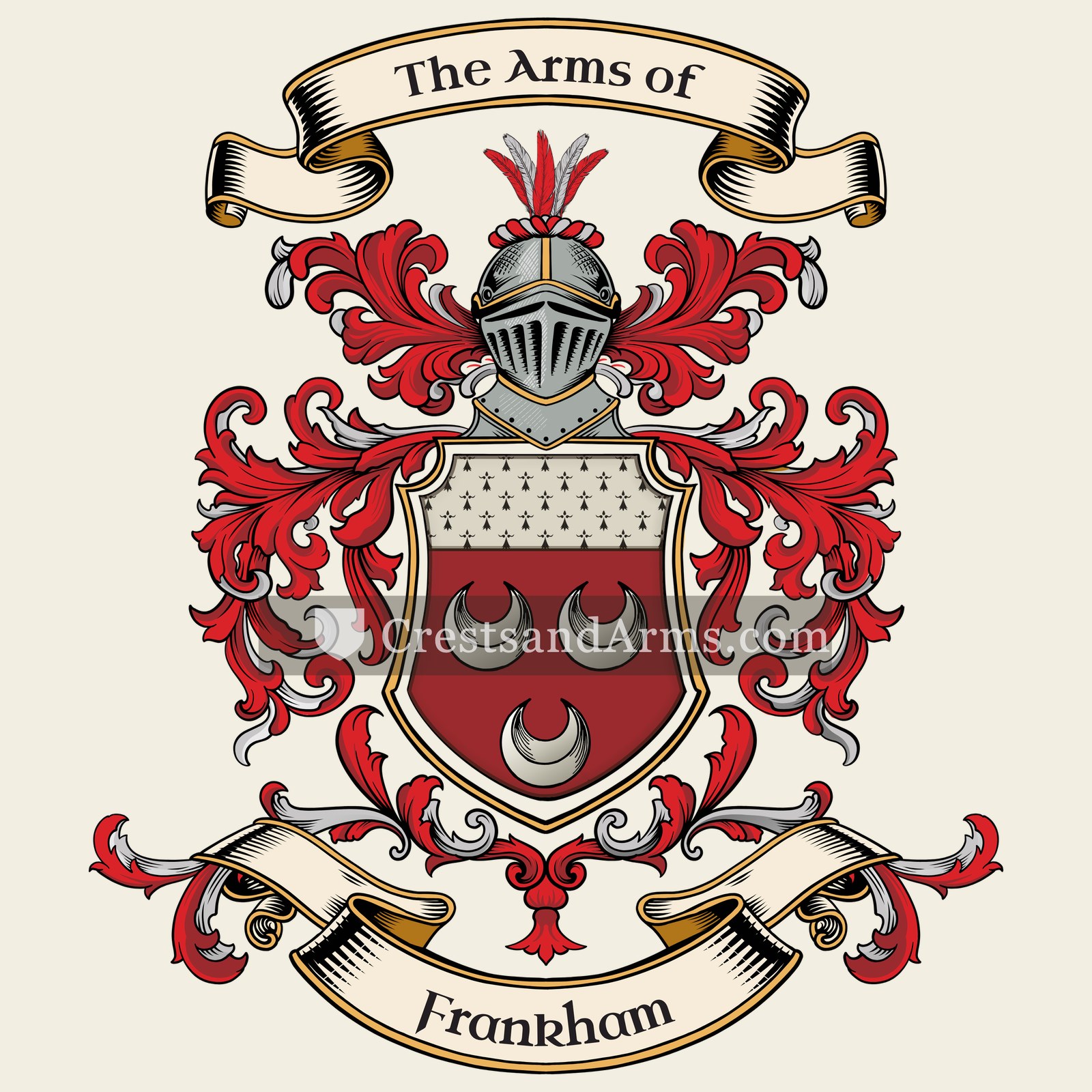 The Frankham coat of arms, drawn from the recorded blazon
