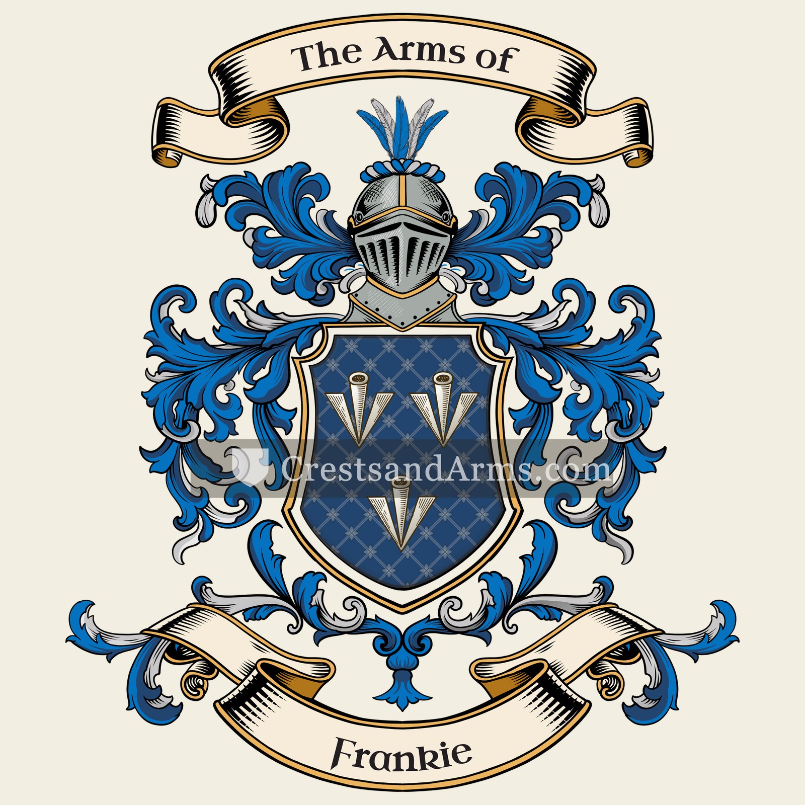 The Frankie coat of arms, drawn from the recorded blazon