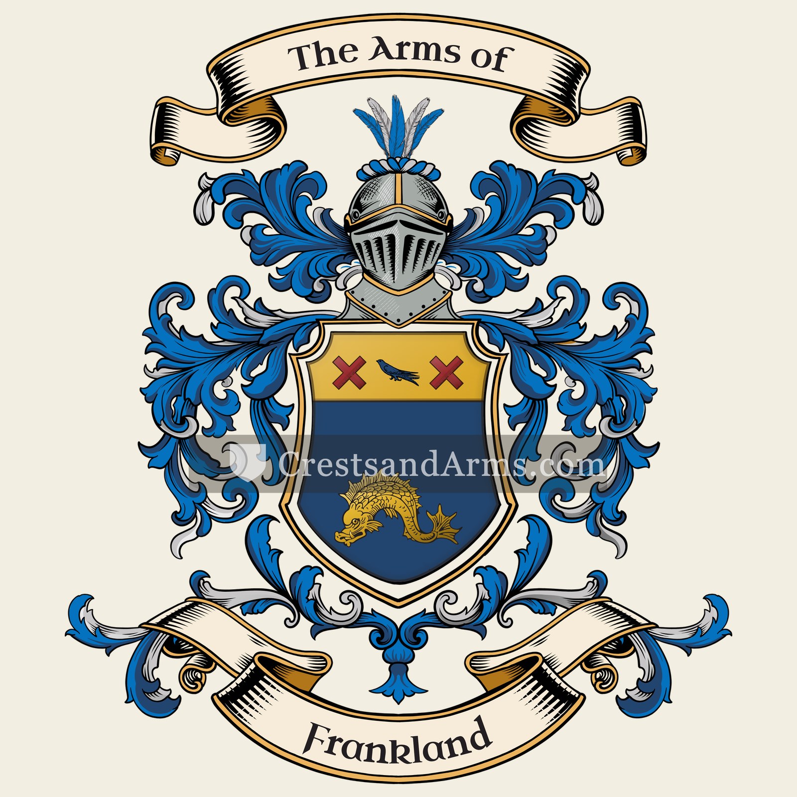 The Frankland coat of arms, drawn from the recorded blazon