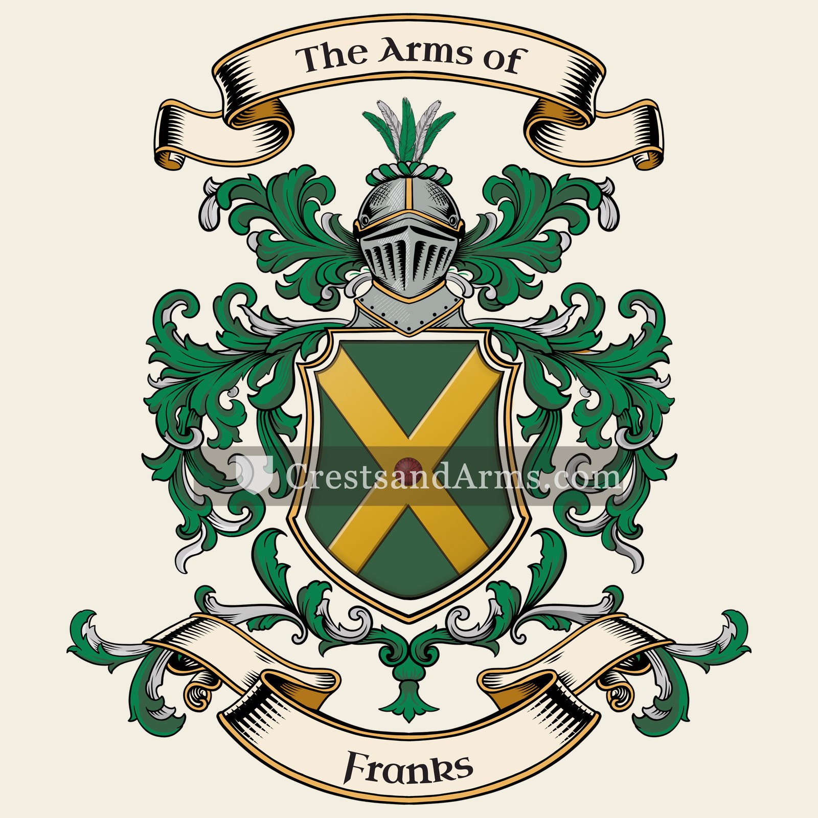 The Franks coat of arms, drawn from the recorded blazon