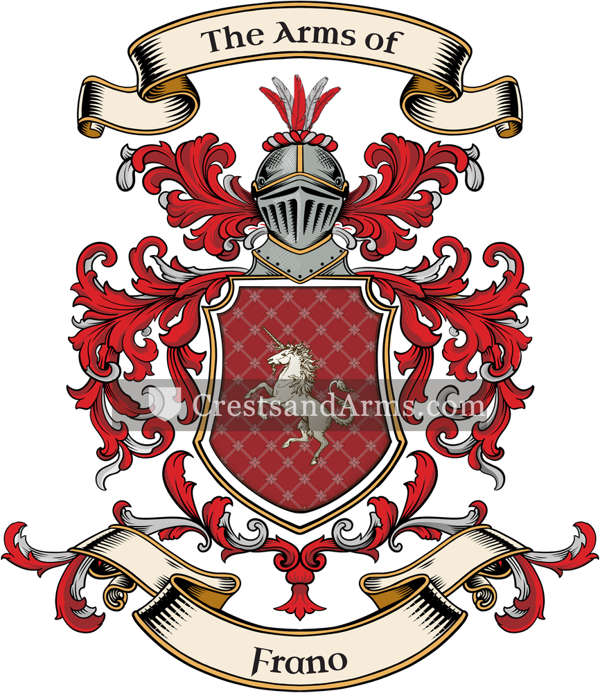 The Frano coat of arms, drawn from the recorded blazon