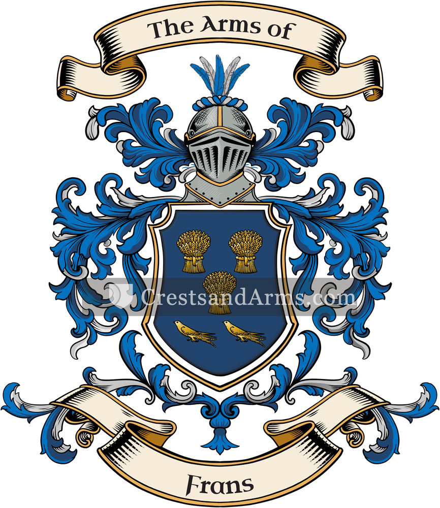 The Frans coat of arms, drawn from the recorded blazon