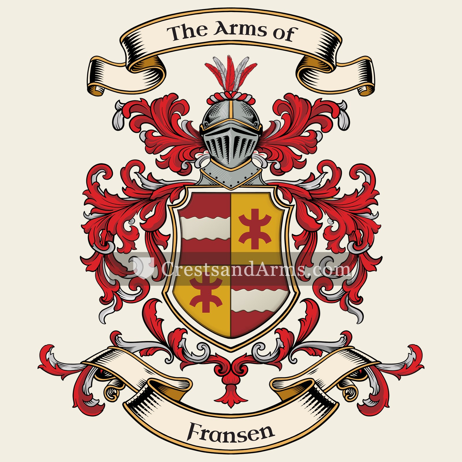 The Fransen coat of arms, drawn from the recorded blazon