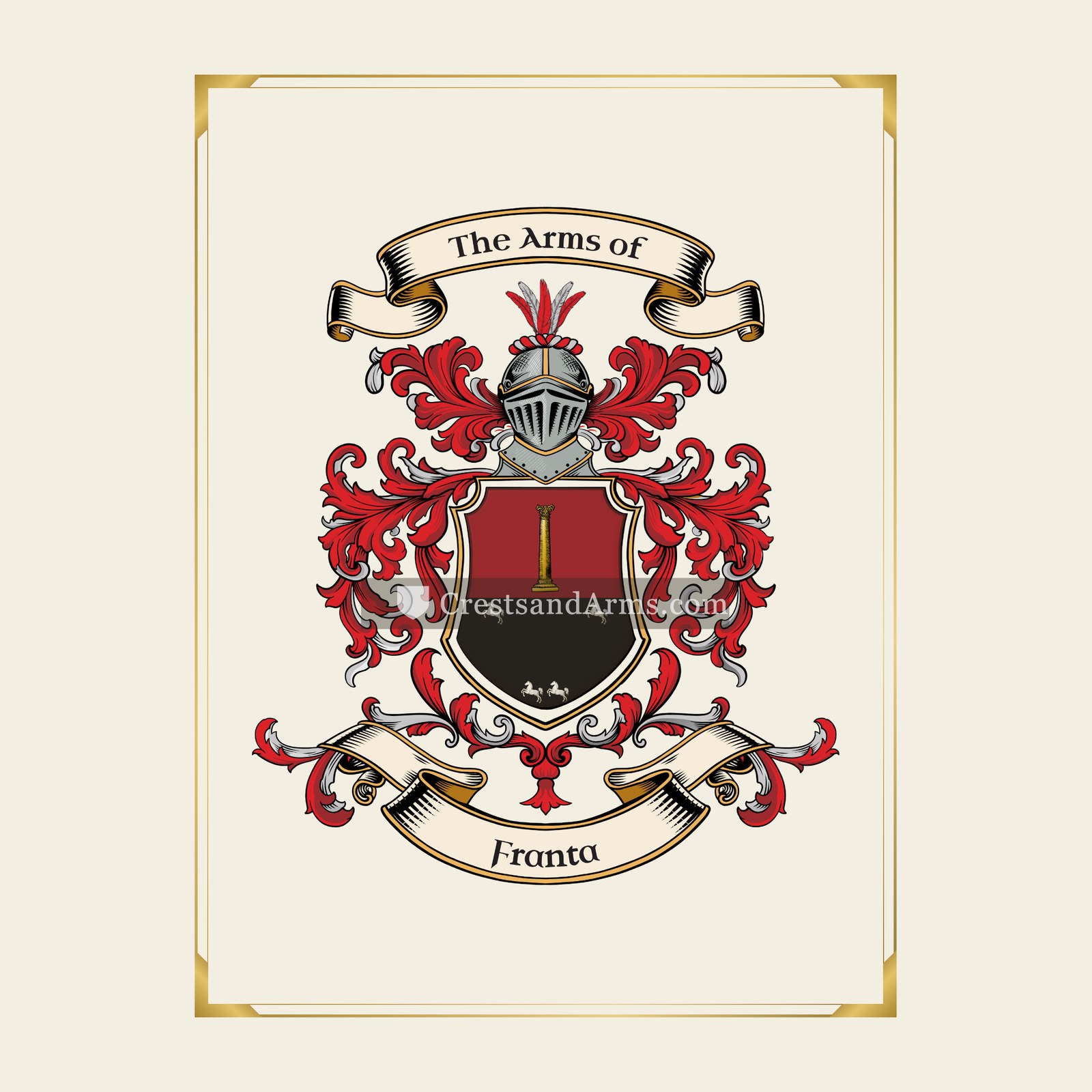 With gold border