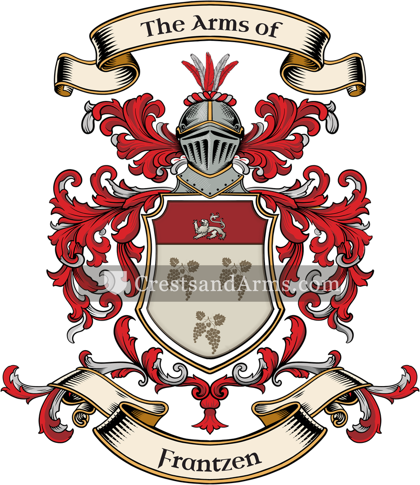 The Frantzen coat of arms, drawn from the recorded blazon