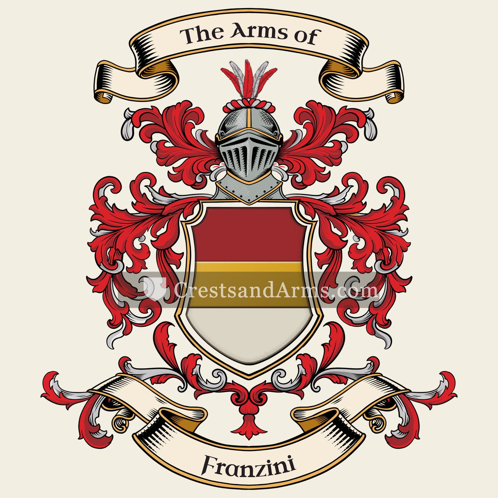 The Franzini coat of arms, drawn from the recorded blazon