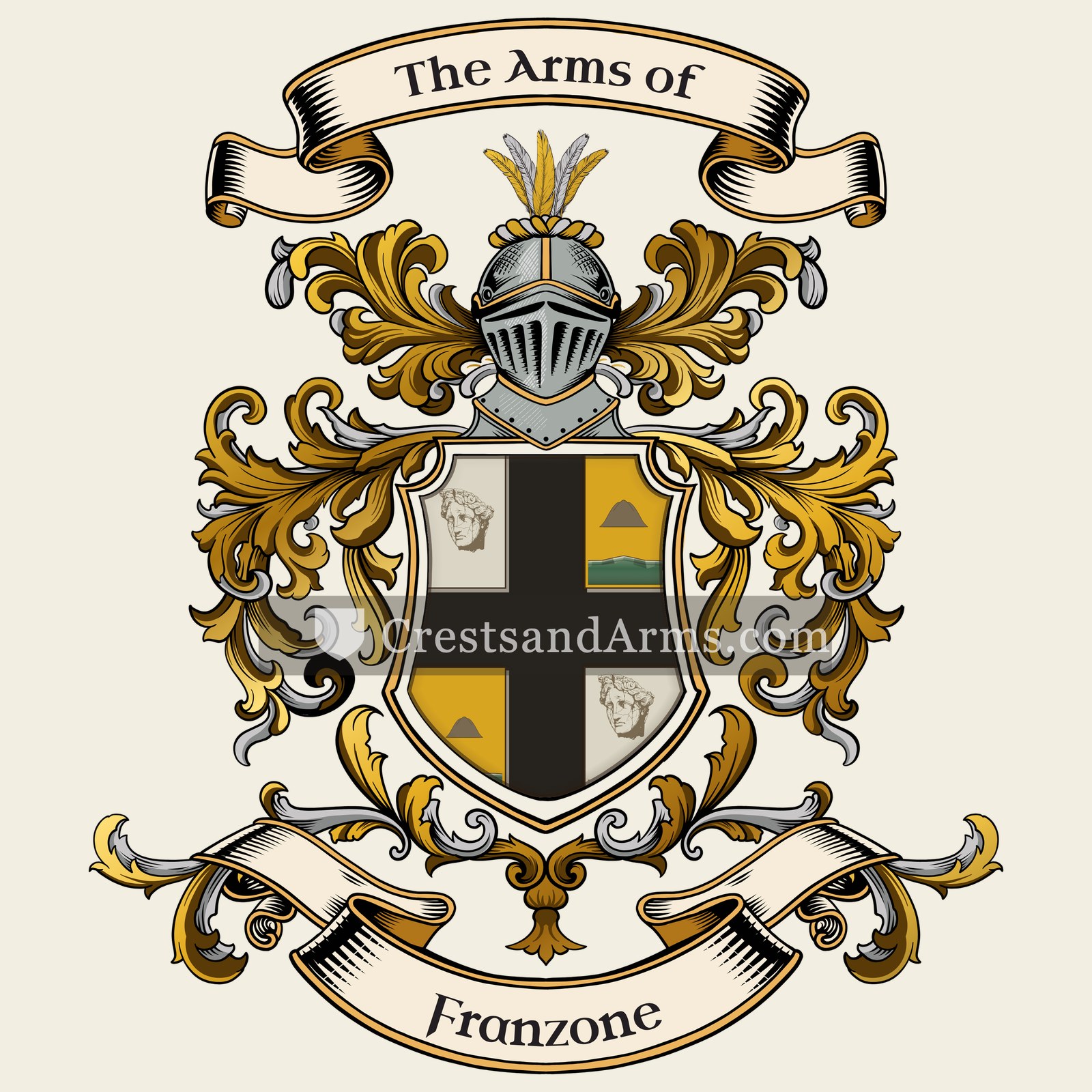 The Franzone coat of arms, drawn from the recorded blazon
