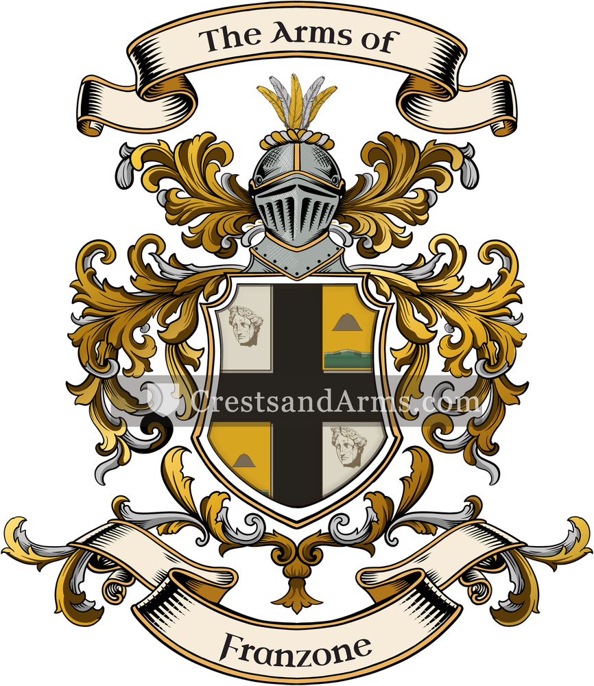 The Franzone coat of arms, drawn from the recorded blazon