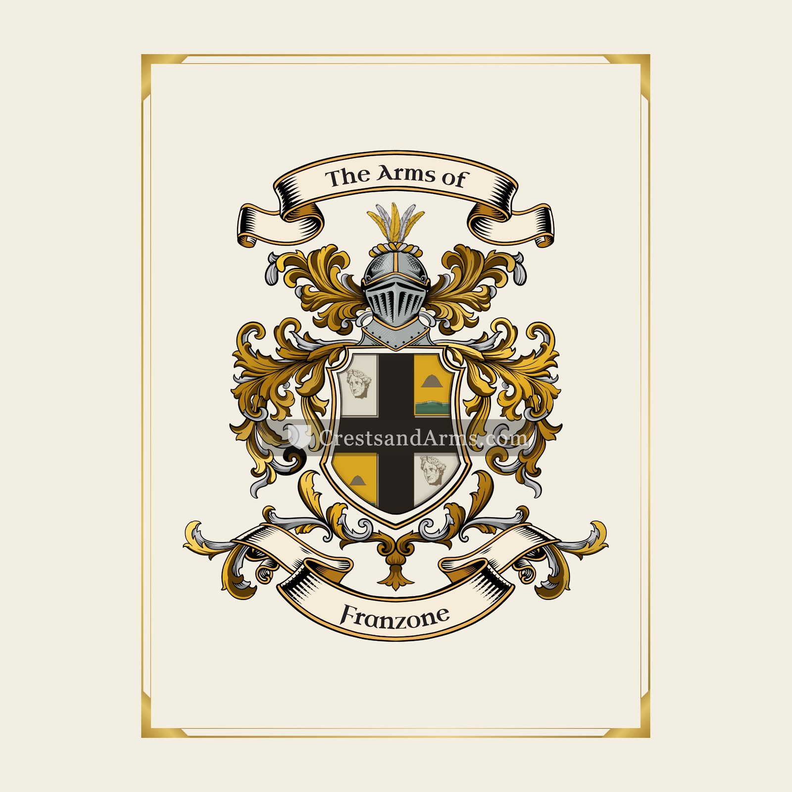 With gold border