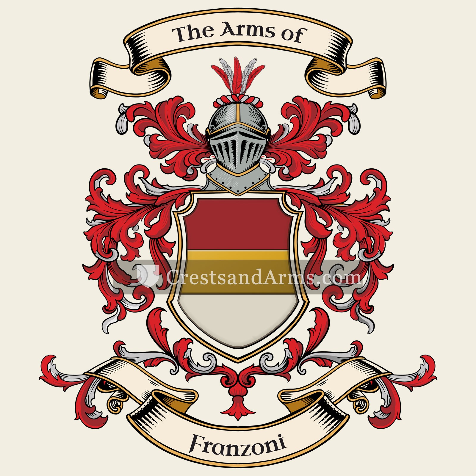 The Franzoni coat of arms, drawn from the recorded blazon