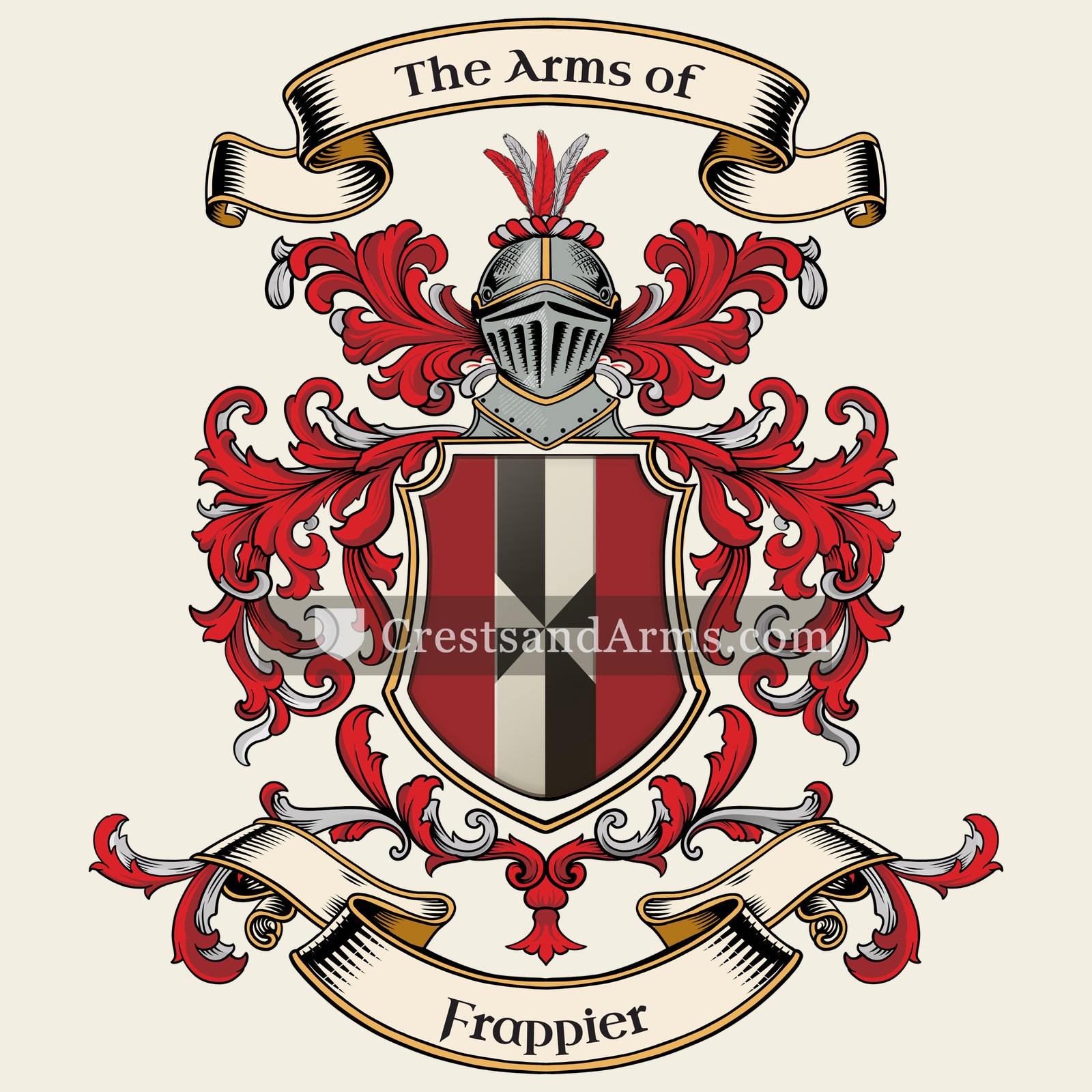 The Frappier coat of arms, drawn from the recorded blazon