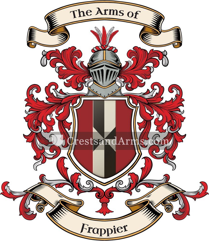 The Frappier coat of arms, drawn from the recorded blazon