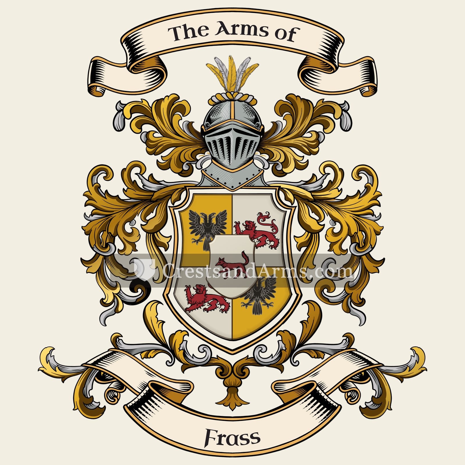 The Frass coat of arms, drawn from the recorded blazon
