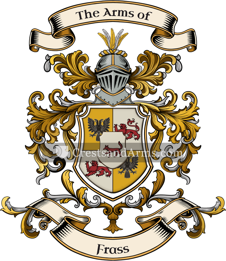 The Frass coat of arms, drawn from the recorded blazon
