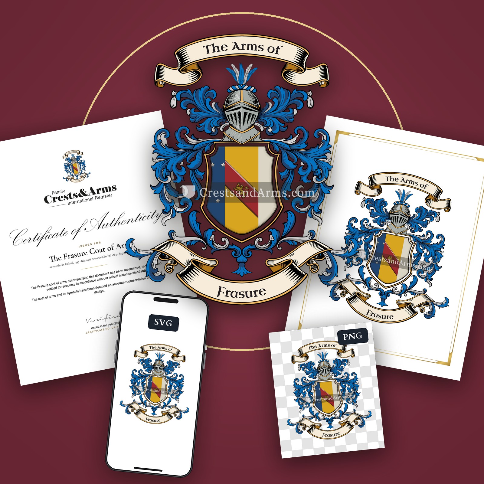 The Frasure arms on the coat of arms — digital pack
