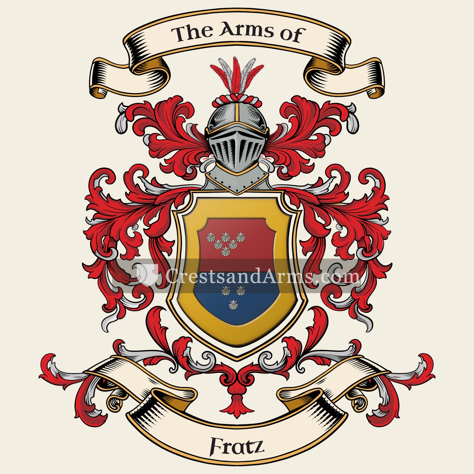 The Fratz coat of arms, drawn from the recorded blazon