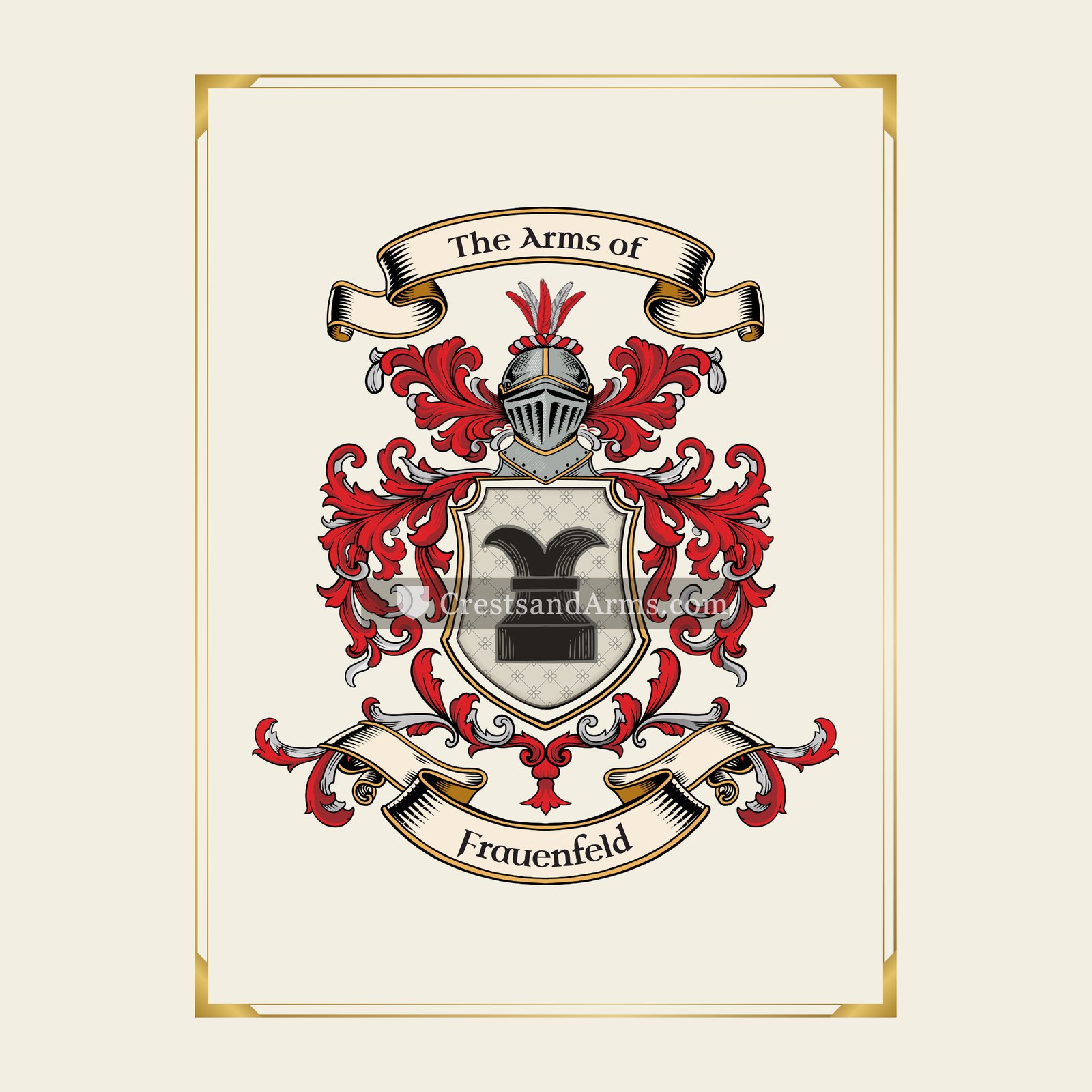 With gold border