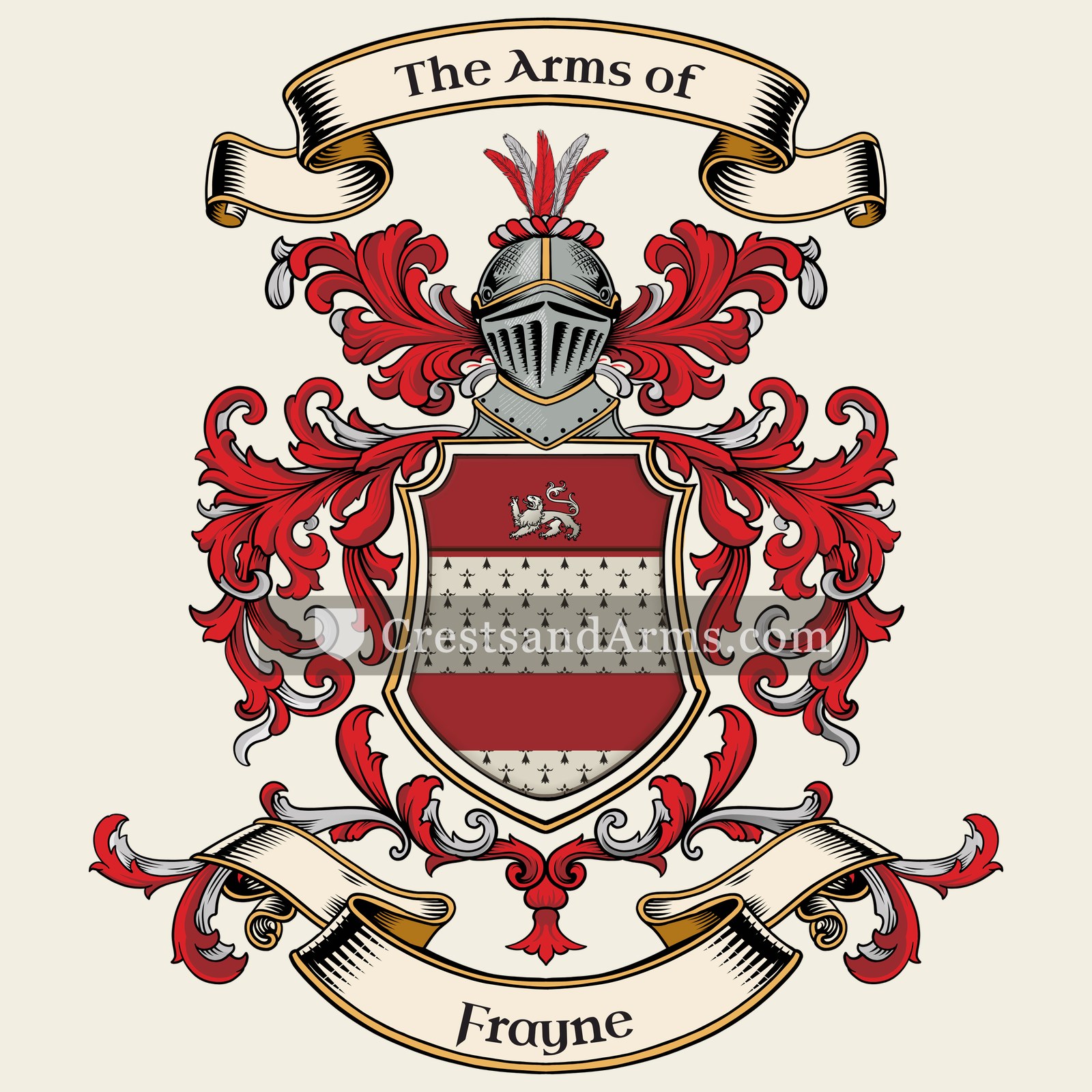 The Frayne coat of arms, drawn from the recorded blazon