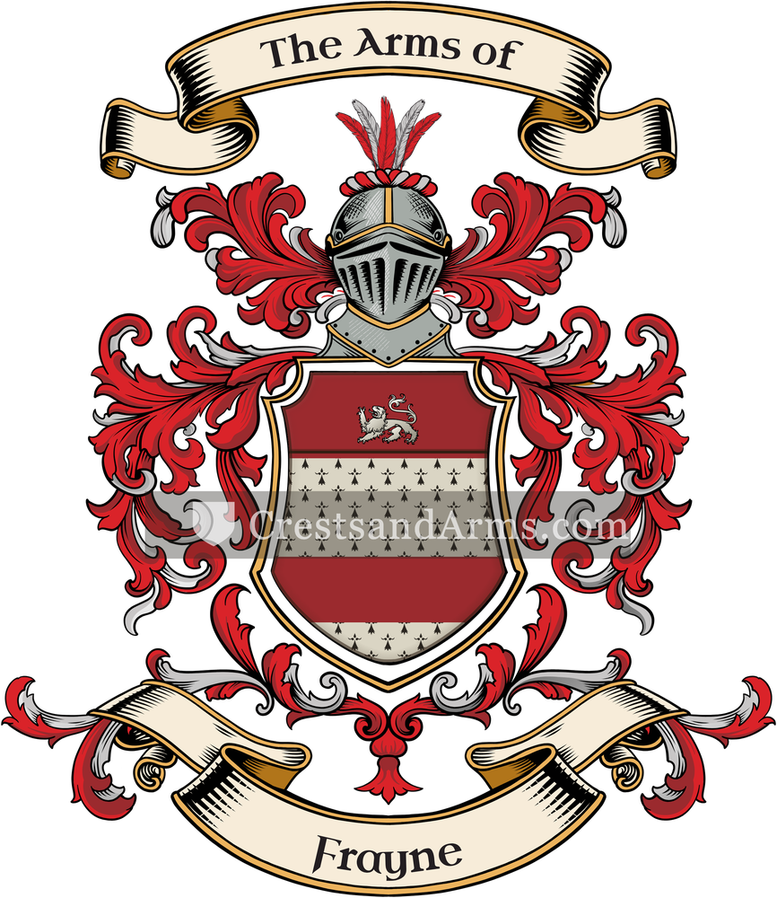 The Frayne coat of arms, drawn from the recorded blazon