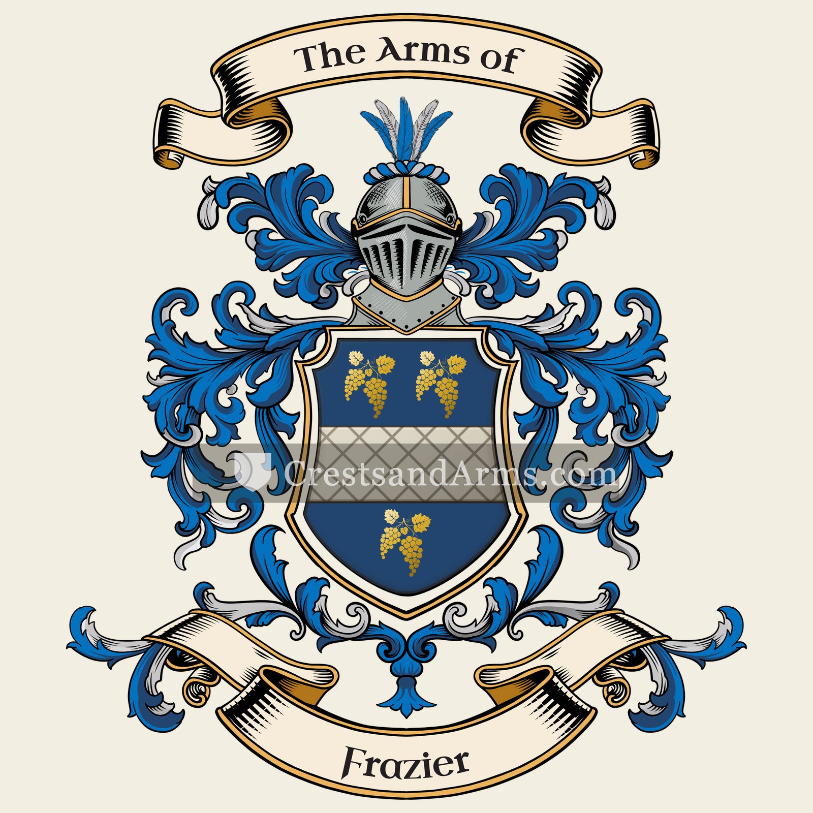 The Frazier coat of arms, drawn from the recorded blazon