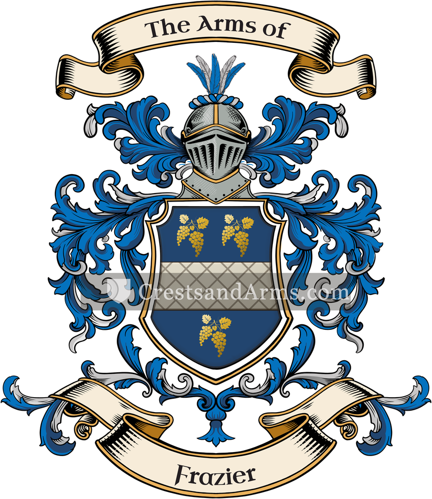 The Frazier coat of arms, drawn from the recorded blazon