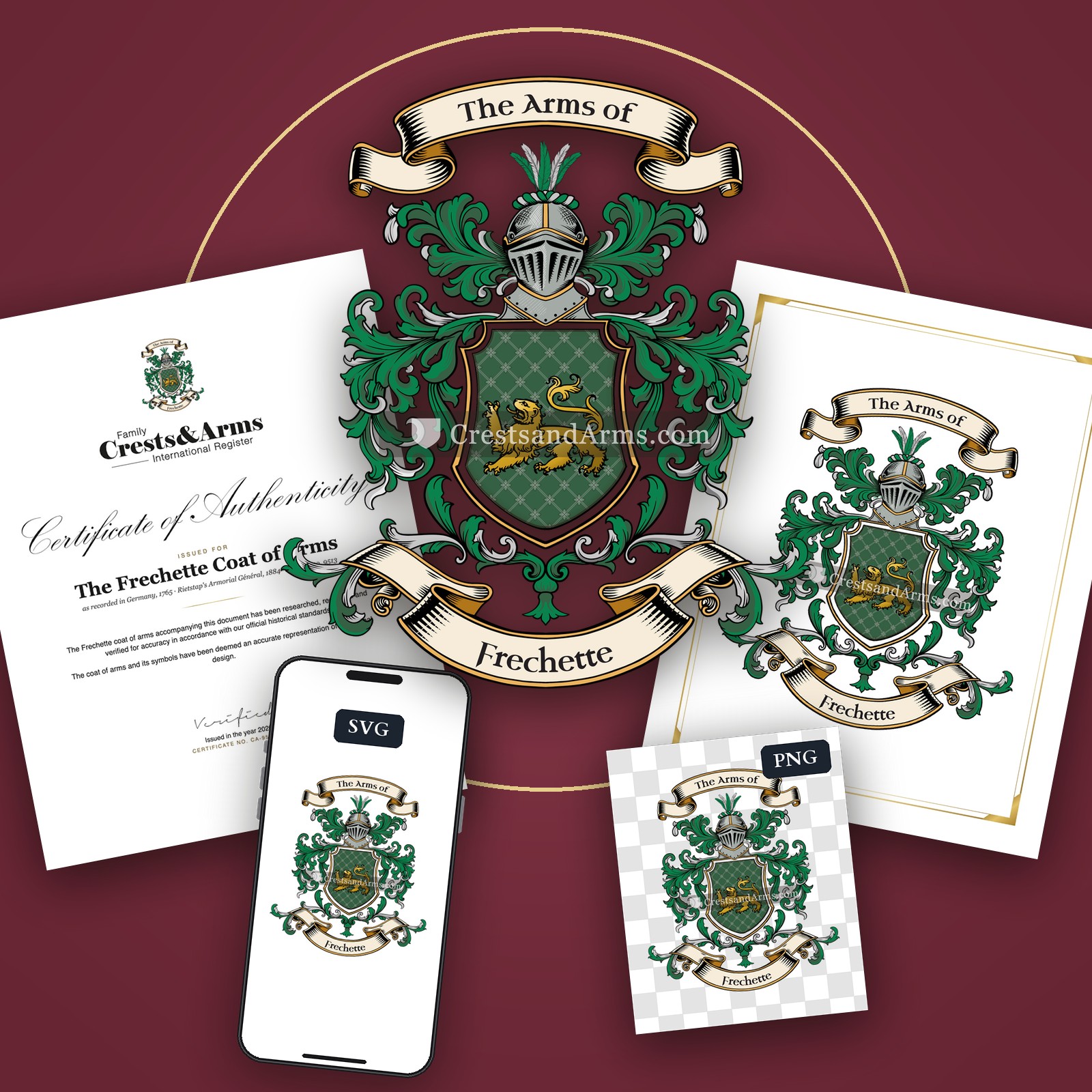 The Frechette arms on the coat of arms — digital pack