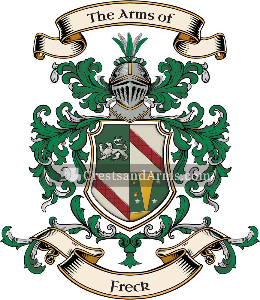 The Freck coat of arms, drawn from the recorded blazon