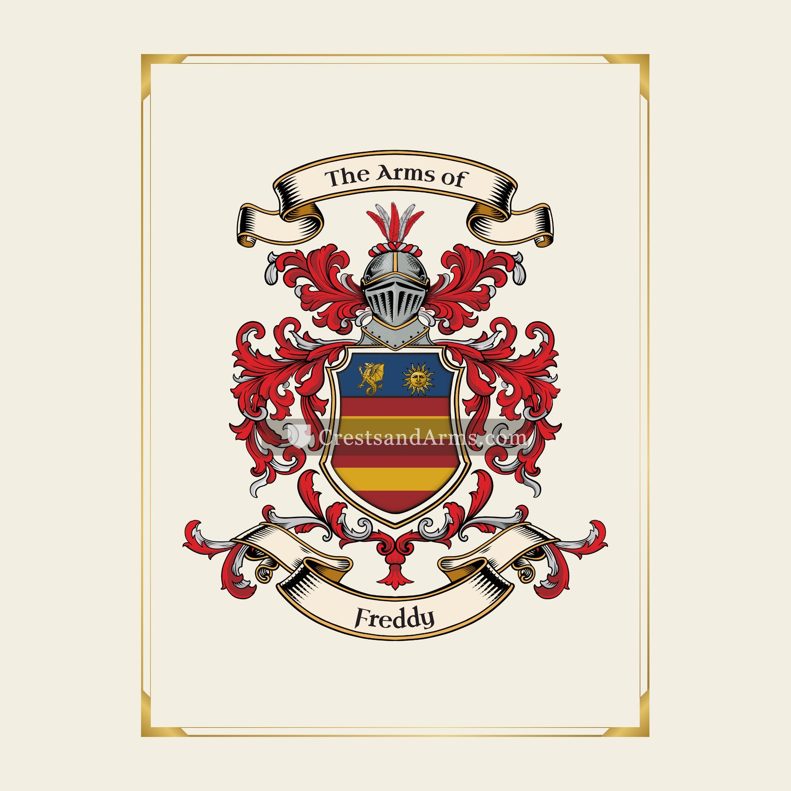 With gold border
