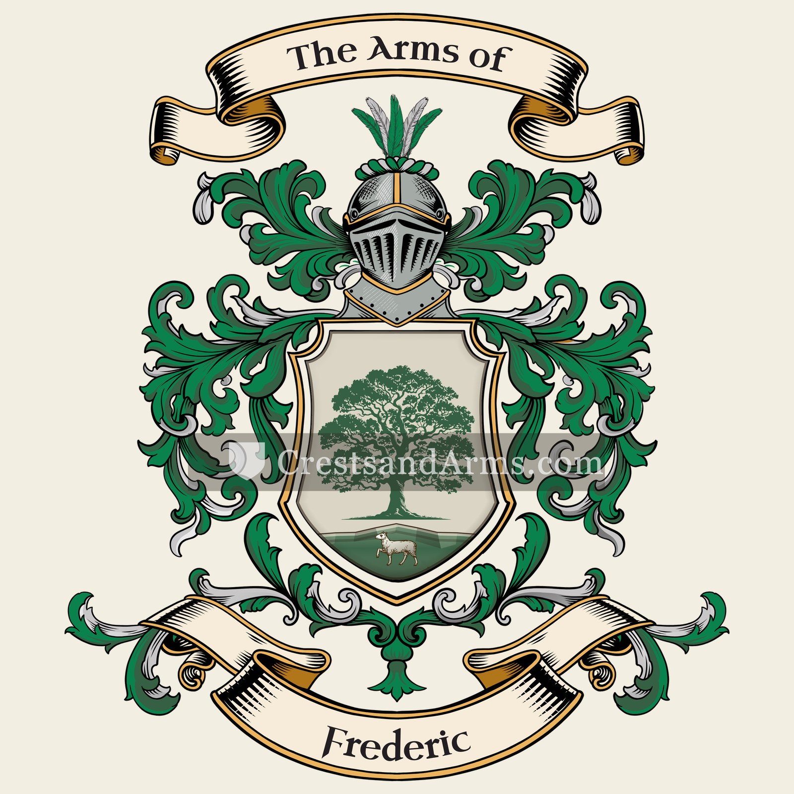 The Frederic coat of arms, drawn from the recorded blazon