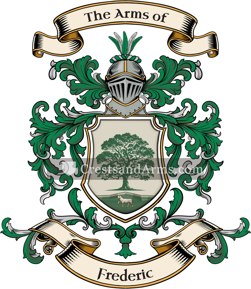The Frederic coat of arms, drawn from the recorded blazon