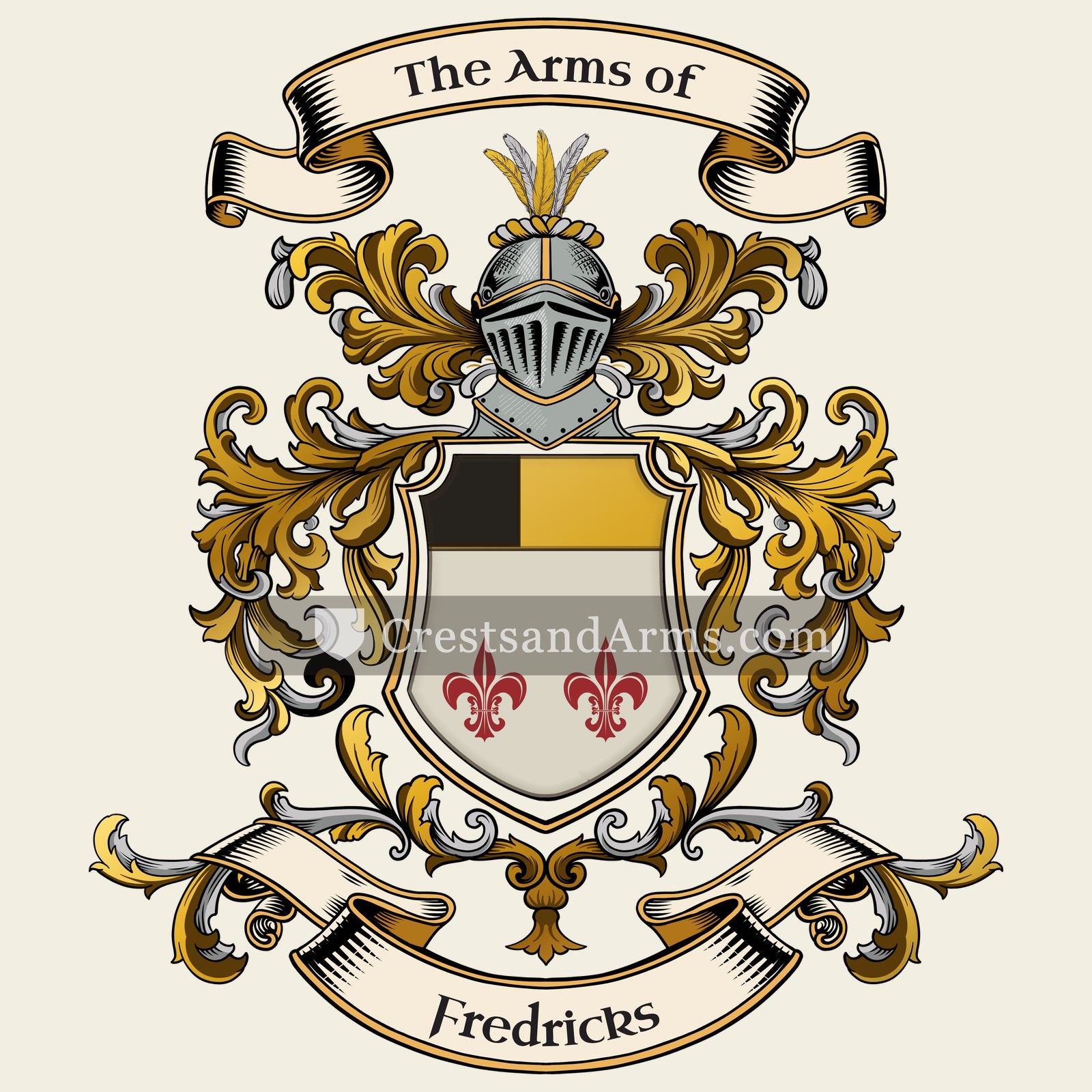 The Fredricks coat of arms, drawn from the recorded blazon
