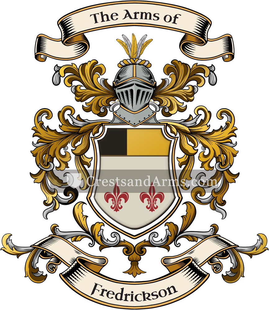The Fredrickson coat of arms, drawn from the recorded blazon