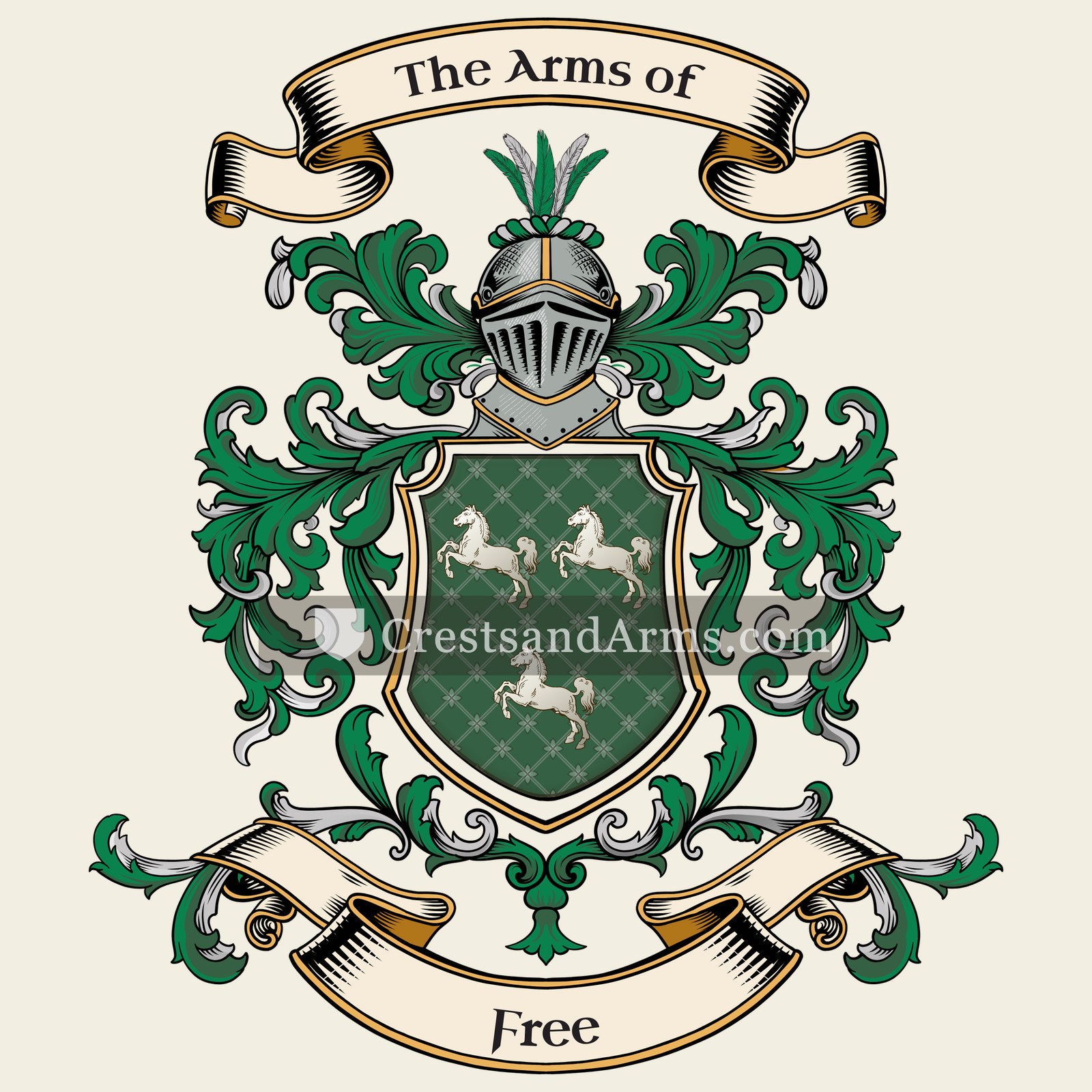 The Free coat of arms, drawn from the recorded blazon
