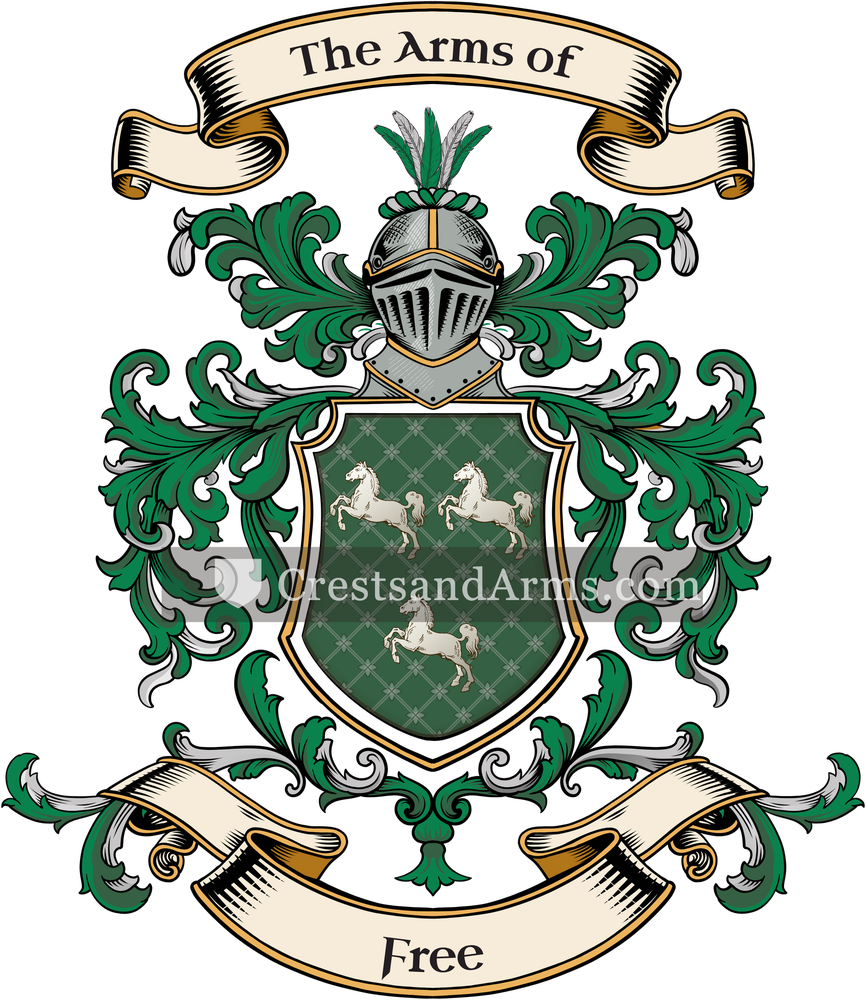 The Free coat of arms, drawn from the recorded blazon