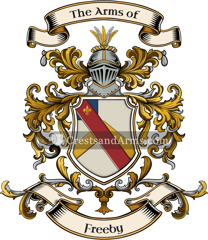 The Freeby coat of arms, drawn from the recorded blazon