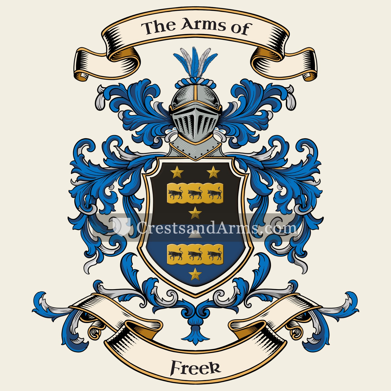 The Freek coat of arms, drawn from the recorded blazon