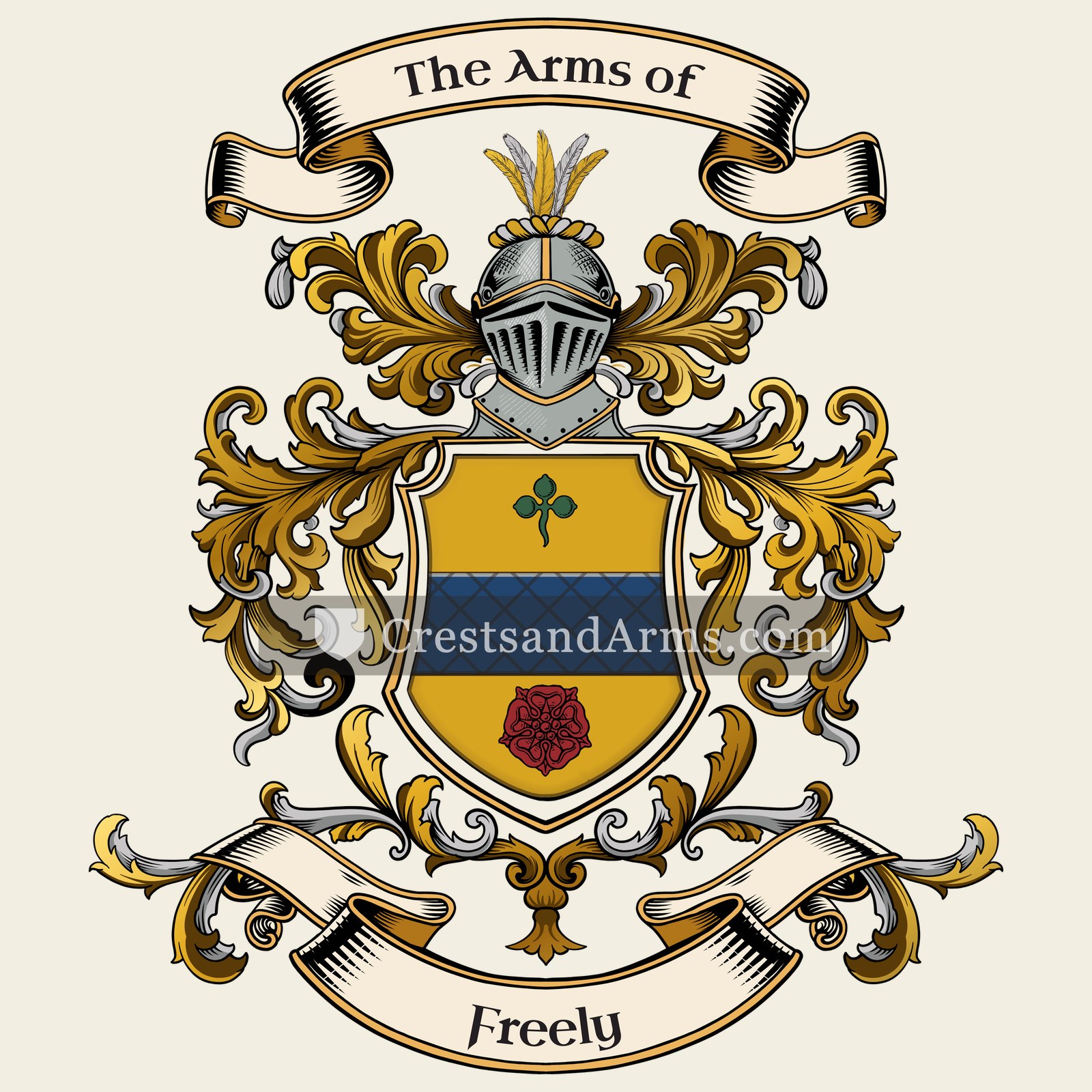 The Freely coat of arms, drawn from the recorded blazon