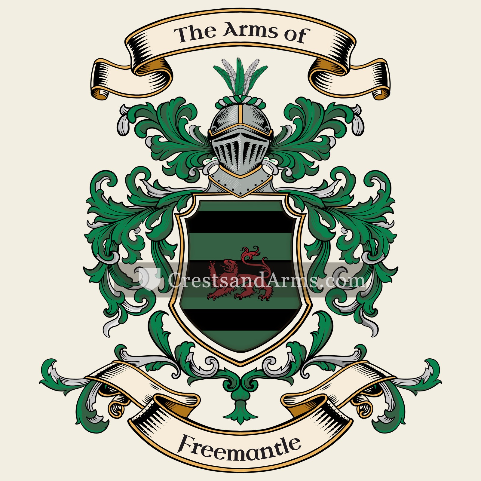 The Freemantle coat of arms, drawn from the recorded blazon