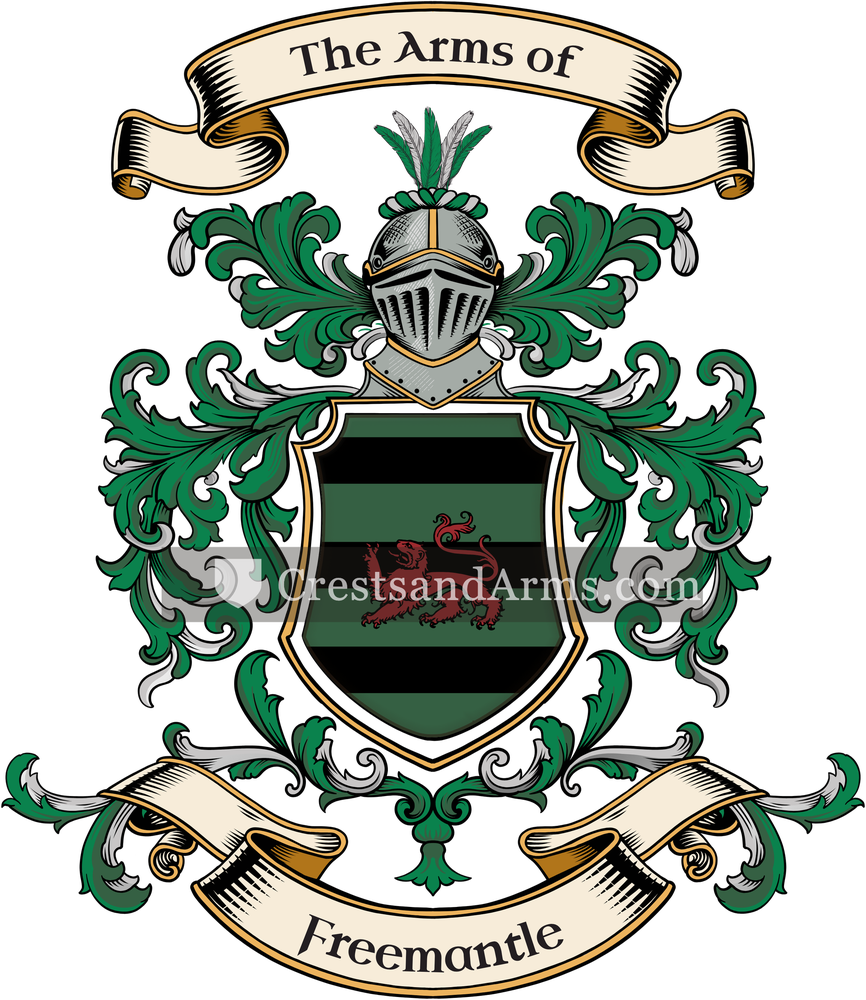 The Freemantle coat of arms, drawn from the recorded blazon