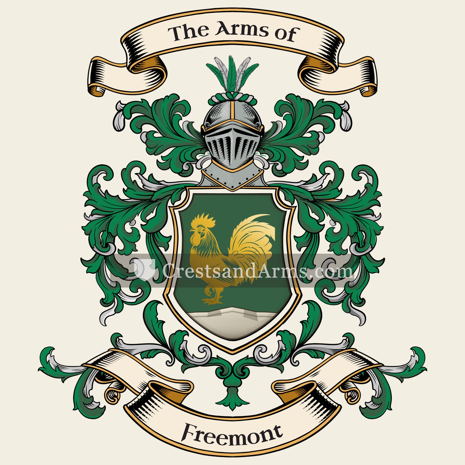 The Freemont coat of arms, drawn from the recorded blazon