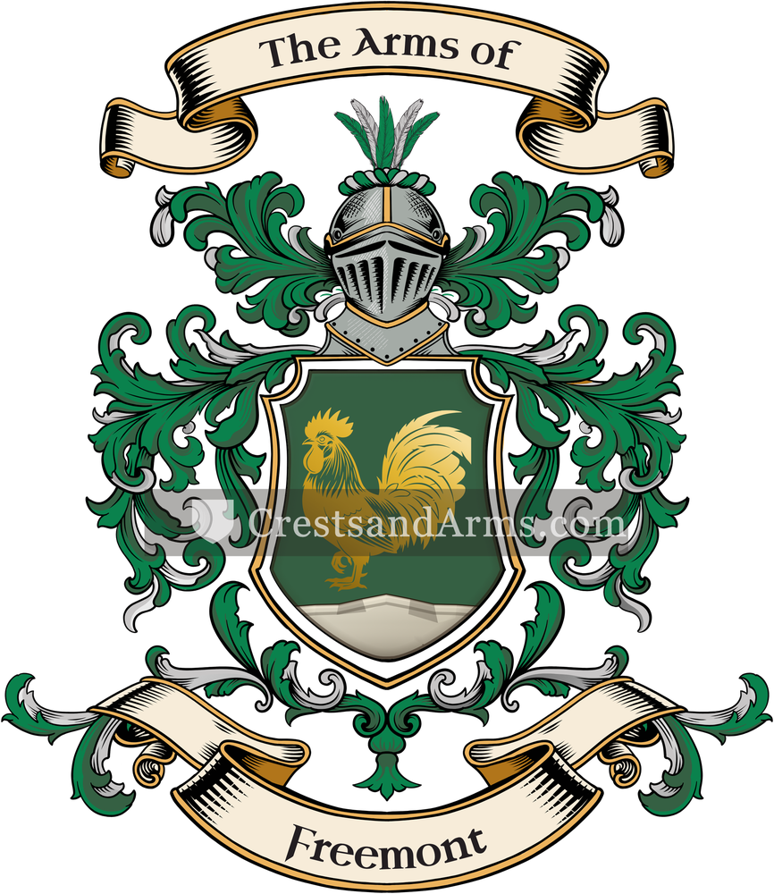 The Freemont coat of arms, drawn from the recorded blazon