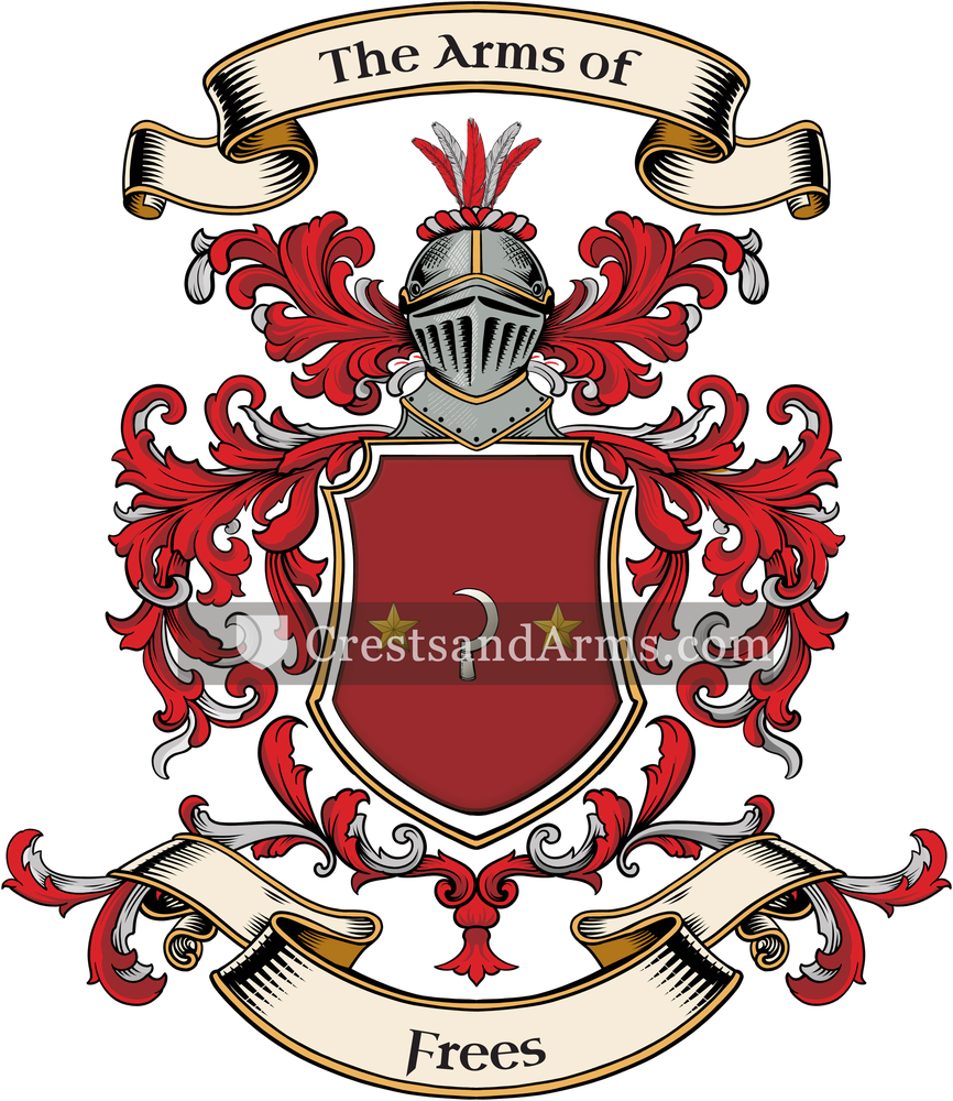 The Frees coat of arms, drawn from the recorded blazon