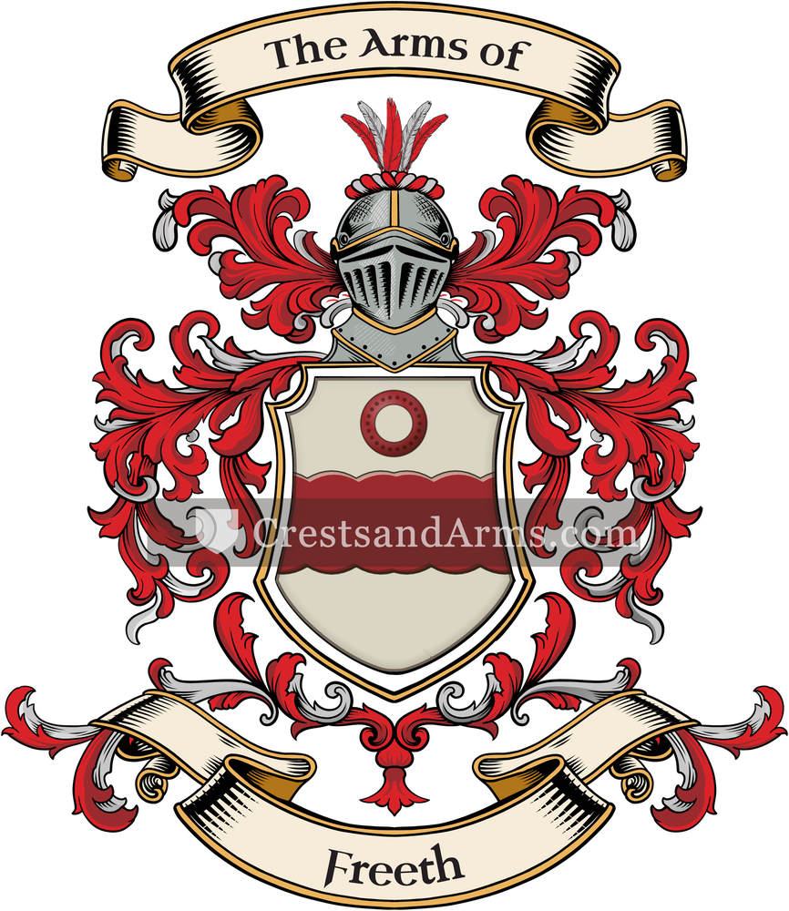 The Freeth coat of arms, drawn from the recorded blazon