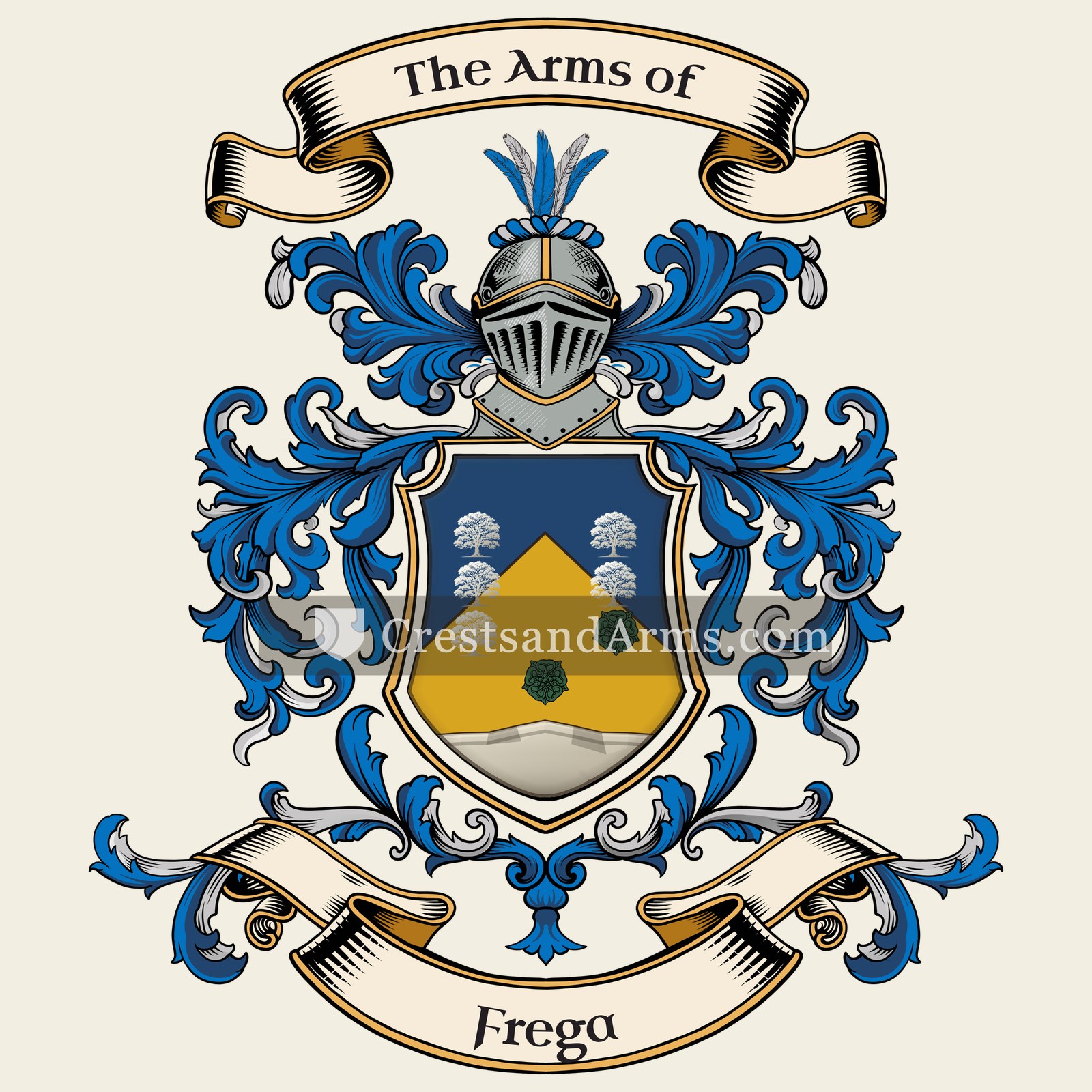 The Frega coat of arms, drawn from the recorded blazon