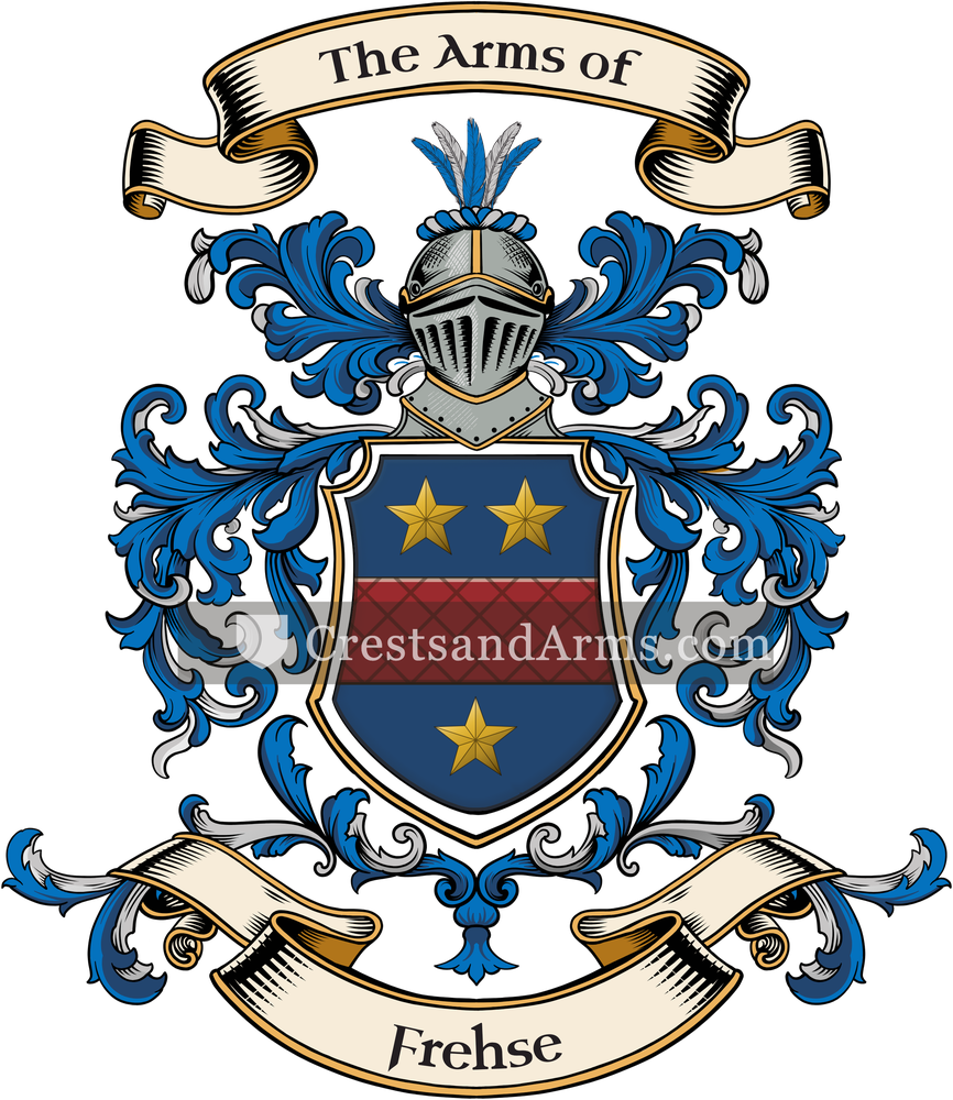 The Frehse coat of arms, drawn from the recorded blazon
