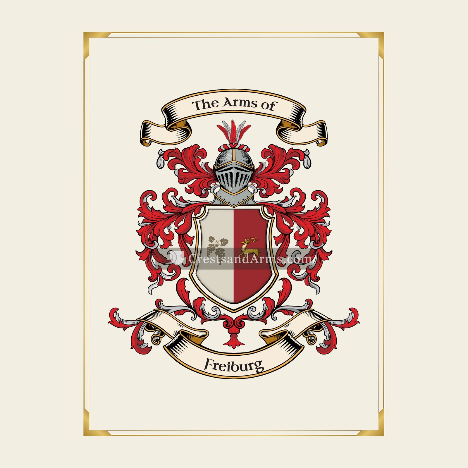 With gold border