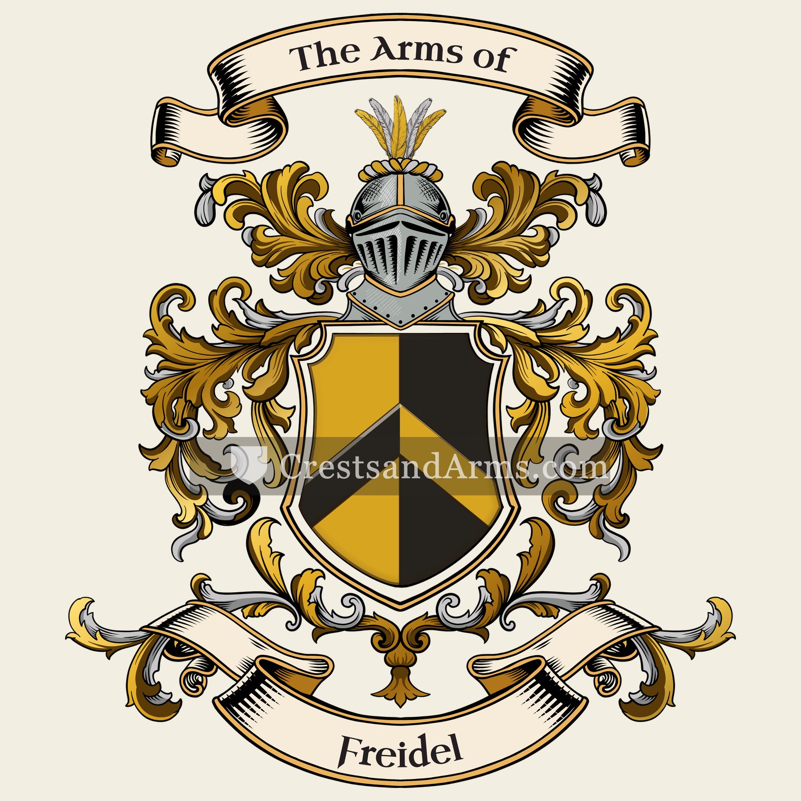 The Freidel coat of arms, drawn from the recorded blazon